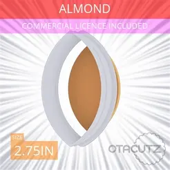 Almond~2.75in.gif Almond Cookie Cutter 2.75in / 7cm