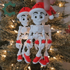 Skelly-Santa.gif Articulated Skelly Santa Ornament by Cobotech, Christmas Gift, Articulated Toys, Holiday Decor, Unique Holiday Gift