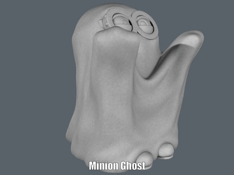 Minion Ghost.gif STL file Minion Ghost (Easy print no support)・3D printing model to download, Alsamen