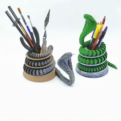 ezgif-4-481d2d3b63.gif Free 3D file Articulated Cobra + Pencil Holder・3D printable model to download