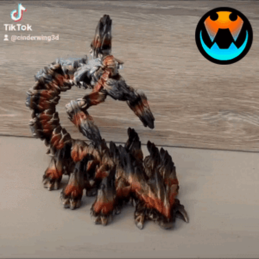 ezgif.com-gif-maker-10.gif Download STL file Dune Striker, Articulating Dragon, Flexi Articulated Scorpion Beast, Print in Place, No Supports, Fantasy Creature • 3D printer model, Cinderwing3D