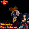 1.gif 3D file 3 COLLAPSING KATANAS - ZORO - ONE PIECE - (PRINT IN PLACE + ASSEMBLY VERSION)・3D printing design to download