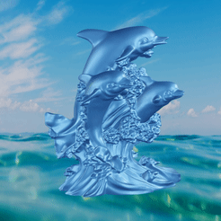 trio-gifff.gif STL file Dolphin trio・3D print design to download