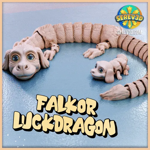 Falkor-Luckdragon-reference-image01.gif Falkor Luckdragon - Flexi Articulated Dragon STL/3MF, No Supports 3D Print
