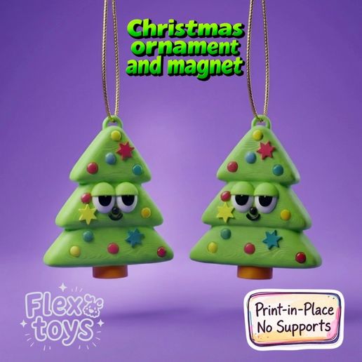 1.mp4 Christmas Tree Ornament & Magnet – Print-in-Place (No Supports)