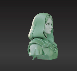 Serene Sorceress Mini Bust – Elegant Hooded Character Display STL 3D model
