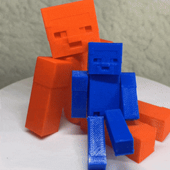 MINECRAFT-STEVE-ROTATING.gif STL file MINECRAFT STEVE FLEXING FLEXIBLE・3D printing template to download