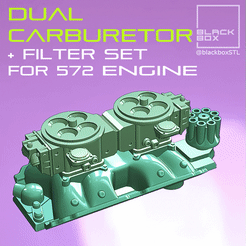 0.gif Télécharger le fichier Jeu de carburateurs doubles avec filtres pour 572 ENGINE 1-24th • Objet à imprimer en 3D, BlackBox