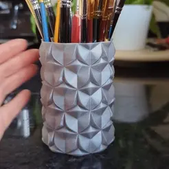 geo1_vase.gif Fichier STL Organiseur géométrique, porte stylo / crayon / pinceau, vase, hexagones・Design imprimable en 3D à télécharger