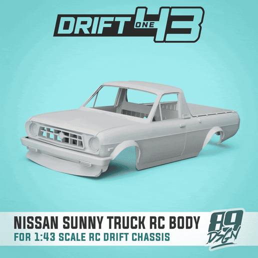 Nissan/Datsun Sunny Truck body for 1:43 scale rc drift chassis 3D model