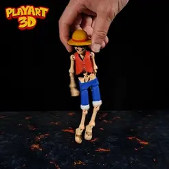 Luffygiffff.gif SKELETON LUFFY - FLEXIBLE - ONE PIECE - EASY TO PRINT - NO SUPPORTS