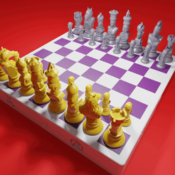 anigif.gif STL file Chess Board Avengers vs Justice League・Model to download and 3D print, PRAN3D