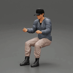 ezgif.com-gif-maker-9.gif 3D file Man sitting on driver seat in car in cap・3D print model to download