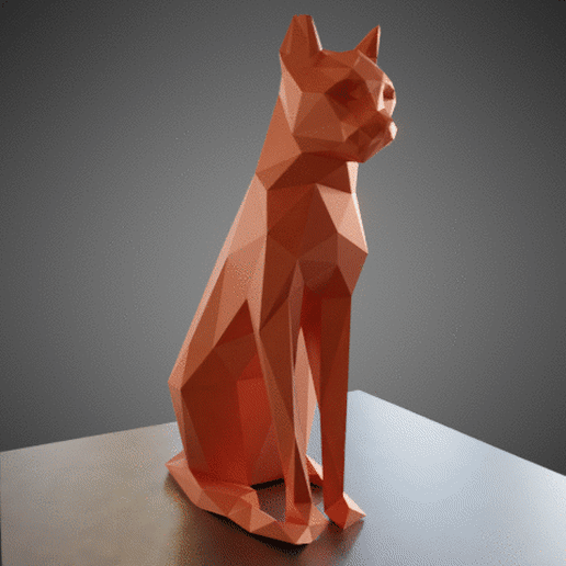 cat.gif Download free OBJ file Low poly sitting cat • 3D print design, Vincent6m
