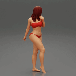 ezgif.com-gif-maker.gif Archivo 3D Hermosa mujer en bikini posando en la playa・Diseño para descargar y imprimir en 3D