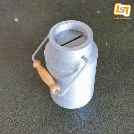 gif-cults.gif 3D-Datei Sehr einfaches Sparschwein in Form einer Milchkanne・Modell zum Herunterladen und 3D-Drucken, LabLabStudio