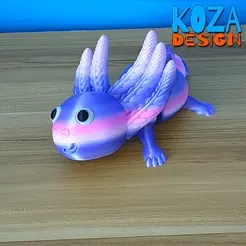 AXOLOTL-GIF1.gif Archivo 3MF Axie, el juguete Axolotl articulado y soporte para teléfono de Koza・Diseño para descargar y imprimir en 3D