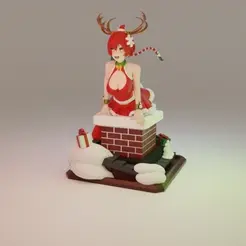 Preview01-540.gif STL file Fantasy World Reindeer Santa Girl Stuck in Chimney Anime Figure (Easy Print Ready) Pandoranium3D Original・3D print design to download