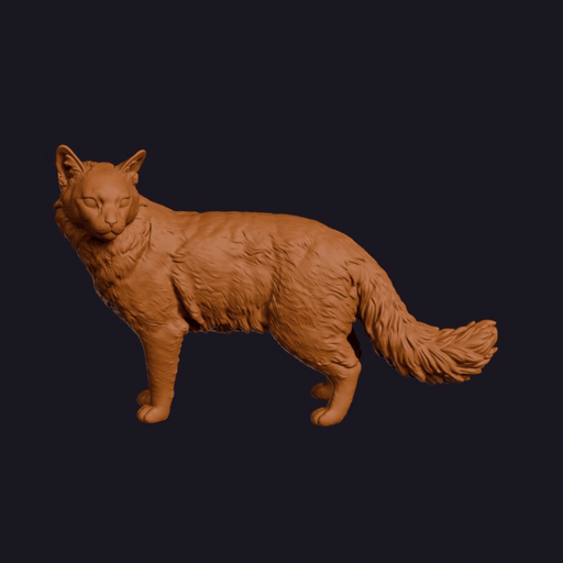 Realistic Somali Cat Looking Side Animal Sculpture