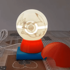 ezgif.com-video-to-gif.gif Free STL file Pokeball Night Lamp - add on (caps)・3D printing idea to download