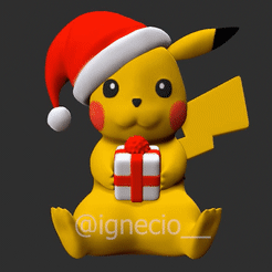 pika360_1.gif Télécharger fichier OBJ gratuit Pikachu Noël • Objet pour impression 3D, Ignecio