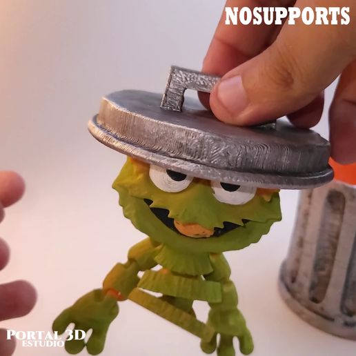 🐻 Oscar the Grouch / PRINT-IN-PLACE WITHOUT SUPPORT /3MF・ STL File for ...