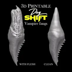 38D PRINTABLE Vampire fangs AGUS RIB se CLEAN Archivo STL PELÍCULA DE TURNO DE DÍA EXTRAÍDA COLMILLOS DE VAMPIRO・Plan para descargar y imprimir en 3D, Ratboy3D