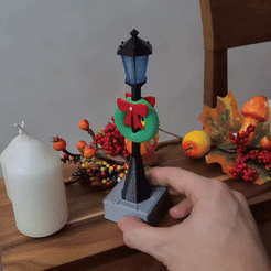 ezgif-4-084aa4d4b1.gif Archivo STL Farol de Navidad con lazos y guirnalda・Modelo imprimible en 3D para descargar