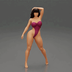 ezgif.com-gif-maker-1.gif 3D file Beautiful Girl Wearing a sexy Monokini・3D printable model to download