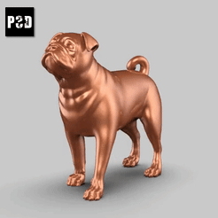 00T.gif Download STL file Pug Dog Pose 02 • 3D printer template, peternak3d