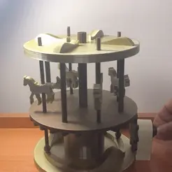 Carousel.gif STL file Carousel Mechanical Moving・Model to download and 3D print