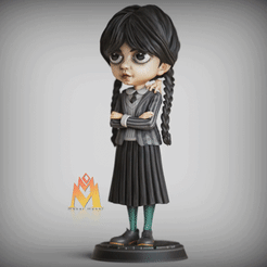 Wednesday-Addams.gif Fichier STL Mercredi Addams Chibi-Addams Family-80th TV series・Modèle à imprimer en 3D à télécharger