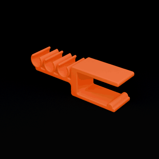 Desk edge cable clip 16 mm - 3 cable channels, spring clamp, no screws