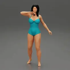 ezgif.com-gif-maker-2.gif 3D file Beautiful young woman wearing a trendy one-piece swim suit・3D print object to download, 3DGeschaft