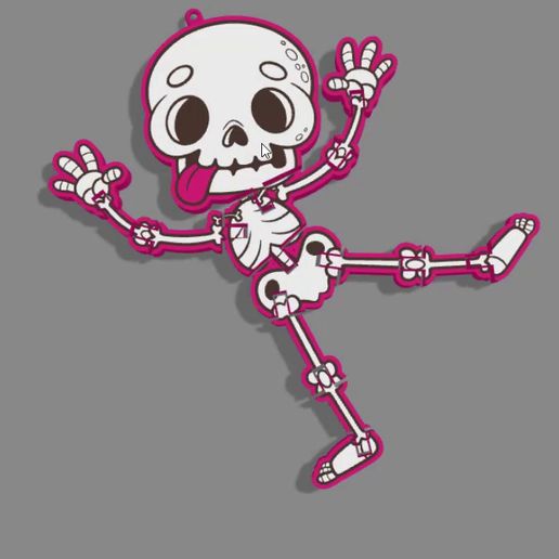💀 Flexi skeleton - keychan・ 3MF File for 3D printing・Cults