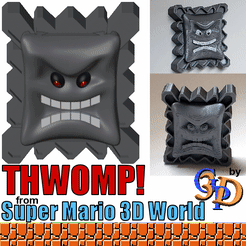 Thwomp-Animated.gif STL-Datei THWOMP Giant Spiked Stone Super Mario Bros Video Game Figur・3D-druckbare Vorlage zum herunterladen