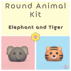 Round-Animal-Kit-Elephant-and-Tiger.gif Fichier 3D Kit Animaux ronds - Éléphant et Tigre・Modèle imprimable en 3D à télécharger