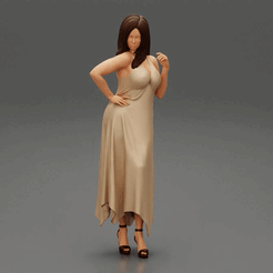 186.gif Fichier 3D Jeune femme portant une robe ample à manches Modèle d'impression 3D・Objet pour imprimante 3D à télécharger, 3DGeshaft