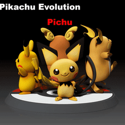 Pikachu-Evolution.gif Скачать файл STL Pikachu Evolution- FAN ART - POKÉMON FIGURINE - 3D PRINT MODELHERACROSS • Проект для 3D-принтера, adamchai