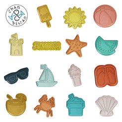 ezgif.com-gif-maker.gif STL file Summer (15 files) - Cookie Cutter - Fondant - Polymer Clay・Template to download and 3D print