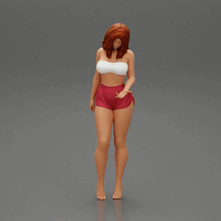 ezgif.com-gif-maker-40.gif Archivo 3D Hermosa chica de pie en mini shorts y sujetador・Modelo de impresora 3D para descargar
