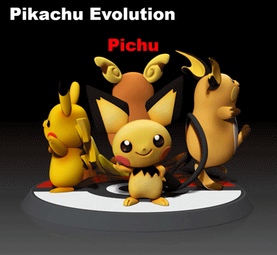 Pikachu-Evolution.gif STL file Pikachu Evolution- FAN ART - POKÉMON FIGURINE - 3D PRINT MODELHERACROSS・Design to download and 3D print, adamchai