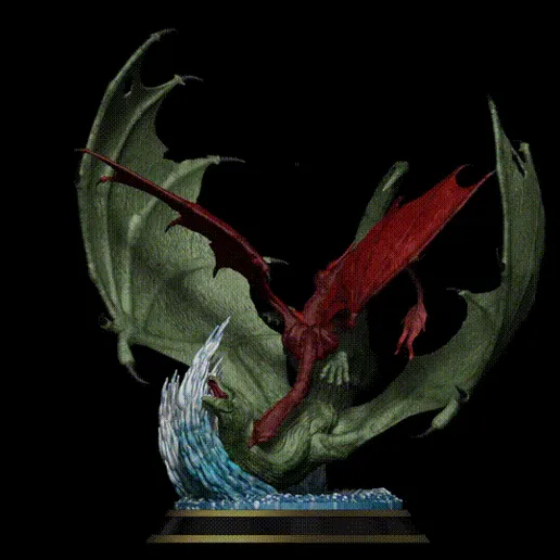 gif.gif Caraxes vs Vhagar - House of the Dragons - Battle over the Eye of the Gods