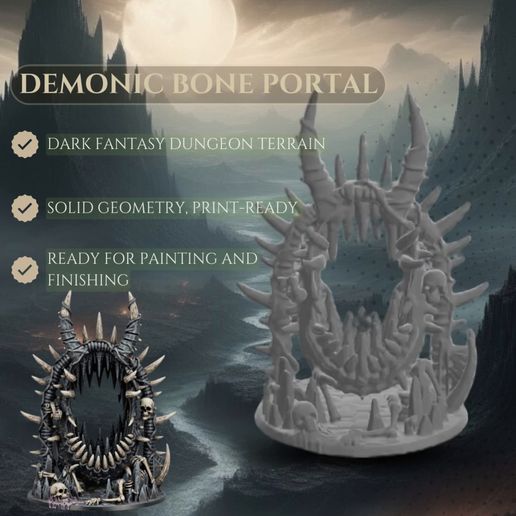 🦴 Demonic Bone Portal STL - Chaos Gate Terrain - D&D Hell Mouth Archway ...