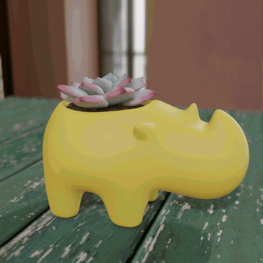 Planter rhinoceros minimalist pot for home - 3D model önizlemesi