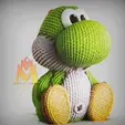 Yoshi-Wool-Knit-Version.gif Yoshi Wool Knit Version-Sitting Pose- game mascot -Fanart