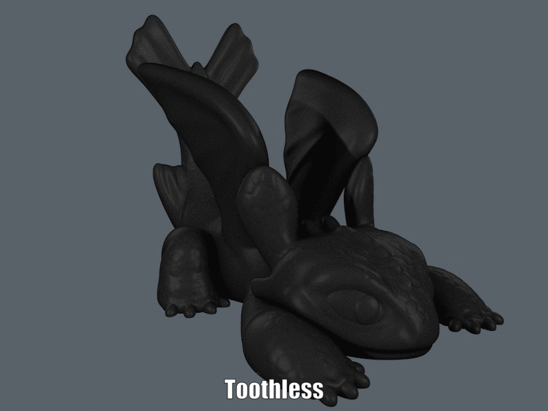 Toothless.gif Télécharger fichier STL Krokmou (Impression facile sans support) • Objet pour impression 3D, Alsamen