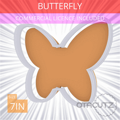 Butterfly~7in.gif STL file Butterfly Cookie Cutter 7in / 17.8cm・3D printable model to download