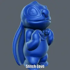 Stitch-Love.gif STL file Stitch Love (Easy print no support)・3D print object to download