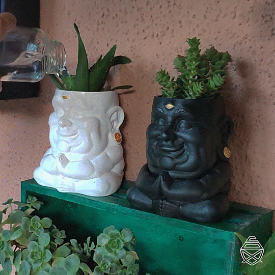 Buda_00.gif Download STL file Buddha, Flowerpot and Pencil Holder • 3D printable model, Pipe_Cox